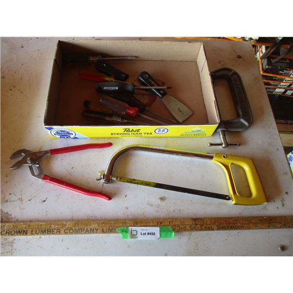 Hacksaw, Screw Drivers, Pump Pliers