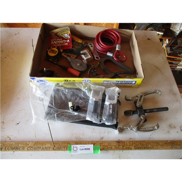 MotoMaster Gear Puller, Measuring Tape, Benchmark Pliers, Misc.
