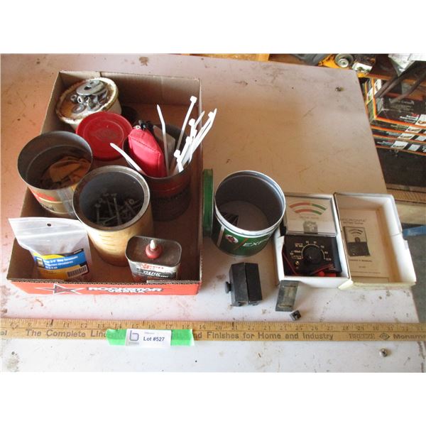 Battery Tester, Screws, Zip Ties, Misc.