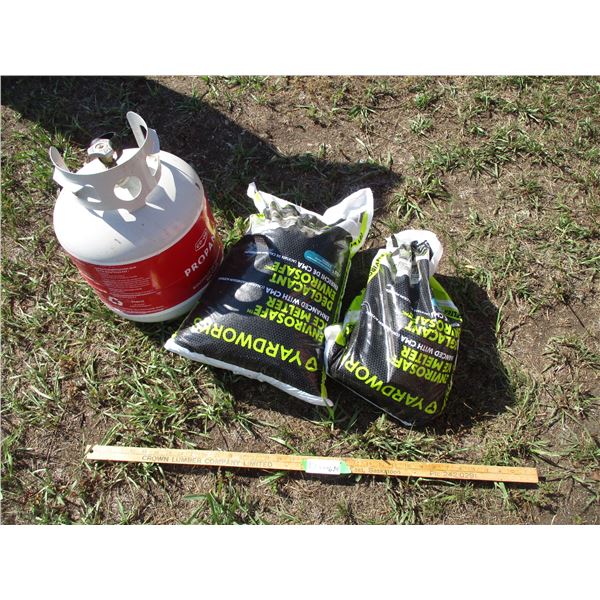 Bag 1/2 of Ice Melt, Propane Tank