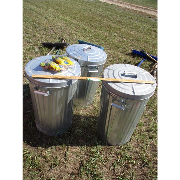 (3x Bid Price) (3) Metal Garbage Cans with Bird Seed