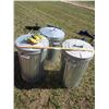 Image 1 : (3x Bid Price) (3) Metal Garbage Cans with Bird Seed