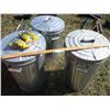 Image 2 : (3x Bid Price) (3) Metal Garbage Cans with Bird Seed