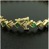 Image 8 : 14k Yellow Gold 1.87 ctw Round Brilliant Diamond & Emerald Line Tennis Bracelet
