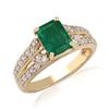 Image 1 : 1.43 ctw Emerald and 0.38 ctw Diamonds 18KT Yellow Gold Ring
