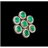 Image 1 : 14KT Yellow Gold 4.90 ctw Emerald and Diamond Ring