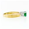 Image 5 : 14k TT Gold 1.08 ctw Three Stone Emerald Solitaire & Princess Diamond Accent Rin