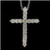 Image 1 : New 14k White Gold 1.52 ctw Fancy Colored Round Diamond Cross Pendant Necklace