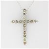 Image 2 : New 14k White Gold 1.52 ctw Fancy Colored Round Diamond Cross Pendant Necklace