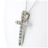 Image 3 : New 14k White Gold 1.52 ctw Fancy Colored Round Diamond Cross Pendant Necklace