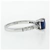 Image 7 : NEW 14K White Gold 1.30 ctw GIA Oval Sapphire Solitaire & Diamond Engagement Rin