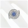 Image 3 : Vintage 14k White Gold 2.29 ctw Bezel Blue Star Sapphire Round Diamond Swirl Rin