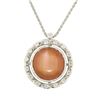 Image 4 : 18k White Gold 7.59 ctw Peach Orange Bezel NATURAL Moonstone Diamond Halo Pendan