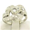 Image 5 : Vintage 14k White Gold 1.0 ctw Round Brilliant & Single Cut Diamond Cocktail Rin