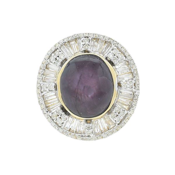 12.73 ctw UNHEATED STAR Ruby and 1.55 ctw Diamond 14K Yellow Gold Ring