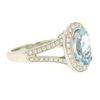 Image 4 : New Modern 18K White Gold 3.07 ctw Oval Aquamarine Diamond Sylvie Split Shank Ri