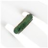 Image 3 : Antique Victorian 14k Yellow Gold & Domed Natural Green Jade 6.8mm Band Ring