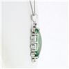 Image 3 : Vintage 14K White Gold Marquise Green Amethyst & 1.15 ctw Diamond Pendant Neckla