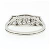 Image 7 : Antique Art Deco Platinum 0.64 ctw Transitional Cut Diamond Two Row Wave Band Ri