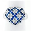 Image 1 : 18K White Gold 1.95 ctw Pavï¿½ Sapphire & Diamond Puffed Domed Heart Cluster Rin
