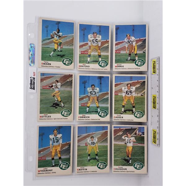 1965-67 Edmonton Eskimos (Sheet of 9) : Terry Swarn, Roy Shatzko, Bayne Norrie, Tom Nettles, Ron For