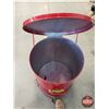 Image 2 : JUSTRITE OILY WASTE CAN, 6 GAL, RED, GALVANIZED STEEL, 15?"H - FOOT OPERATED SELF CLOSING (Writing o