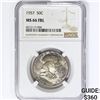 Image 1 : 1957 Franklin Half Dollar NGC MS66 FBL