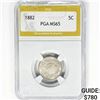 Image 1 : 1882 Shield Nickel PGA MS65