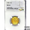 Image 1 : 1905 $5 Gold Half Eagle NGC MS62