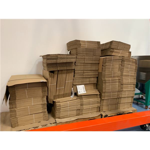 3 PALLETS OF NEW CORRUGATED CARDBOARD PACKING BOXES