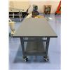 Image 2 : ULINE GREY METAL ROLLING WORK TABLE - APPROX.5FT ACROSS X 3FT WIDE X 3FT HIGH