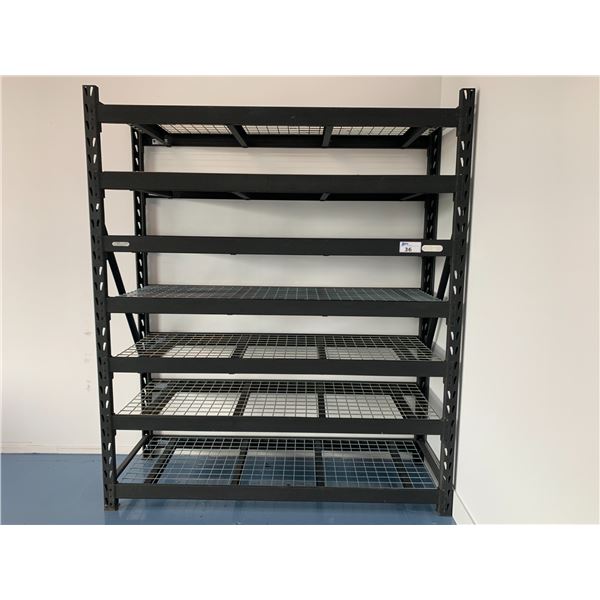 WHALEN BLACK METAL SHELVING UNIT - APPROX.5FT ACROSS X 7FT HIGH X 2FT WIDE