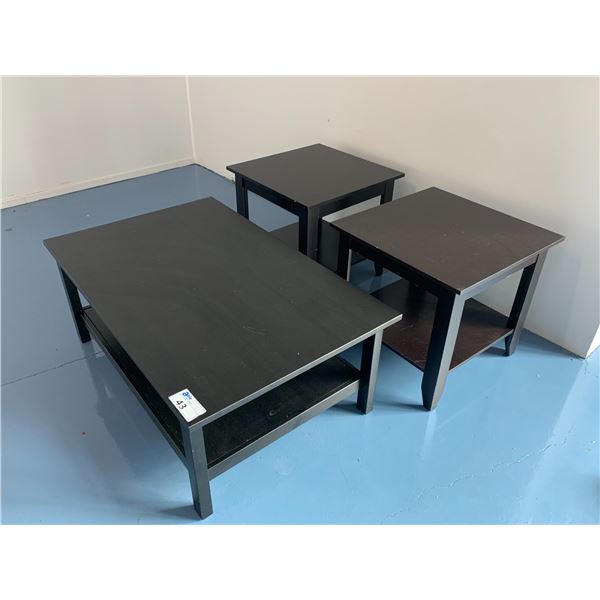 3PC BLACK COFFEE AND END TABLE SET