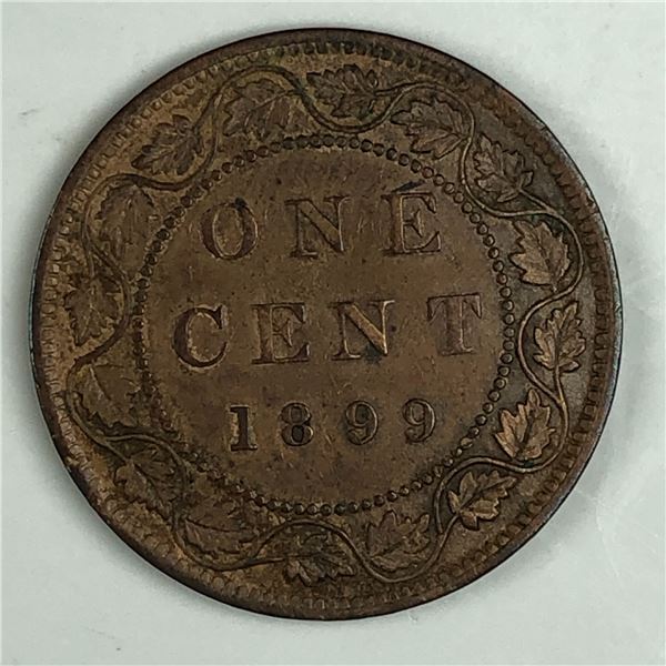 Canadian Large Cent 1899 AU-UNC RED Double 9's #2