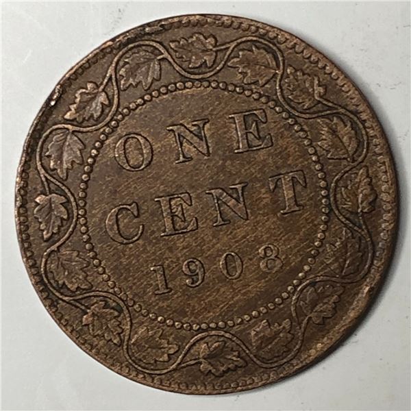 Canadian Large Cent 1908 AU