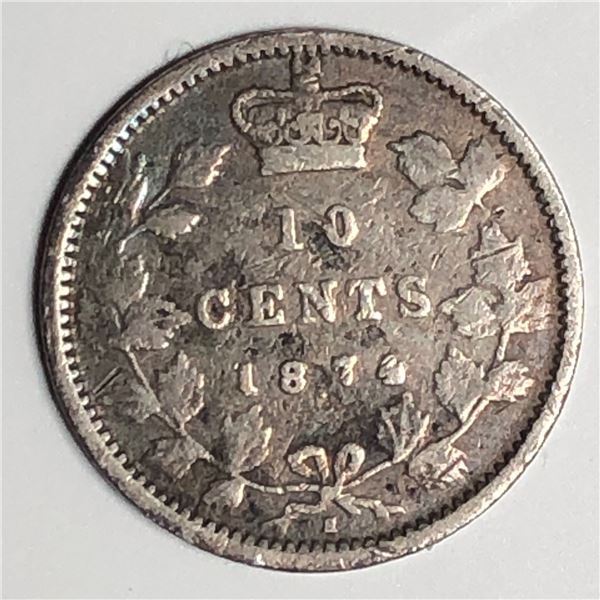 Canadian .10 Cent Dime 1874 F+