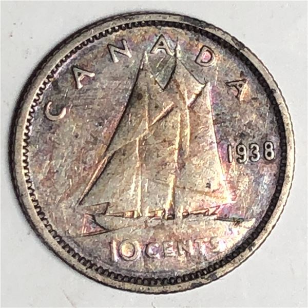 Canadian .10 Cent Dime 1938 VF