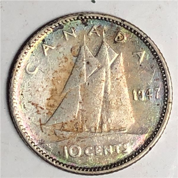 Canadian .10 Cent Dime 1947 VF