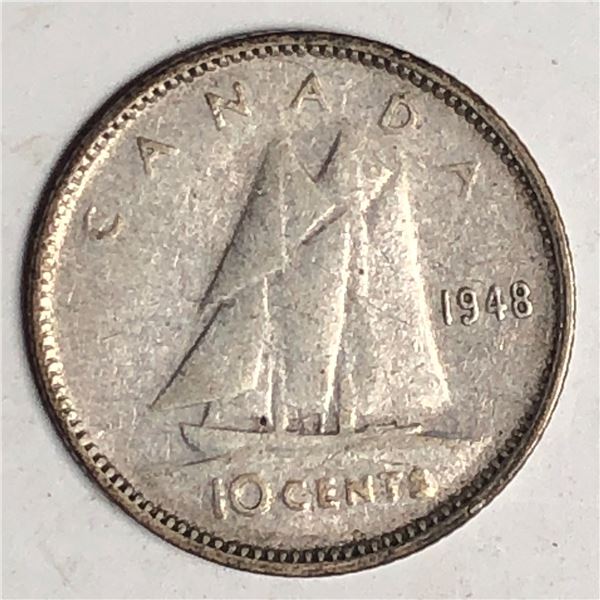 Canadian .10 Cent Dime 1948 Fine