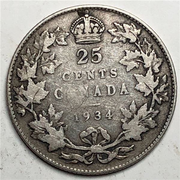 1934 King George V 25 Cents