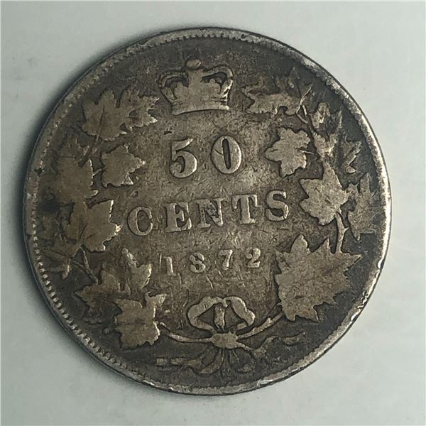 1872 H  Queen Victoria 50 Cents  G+