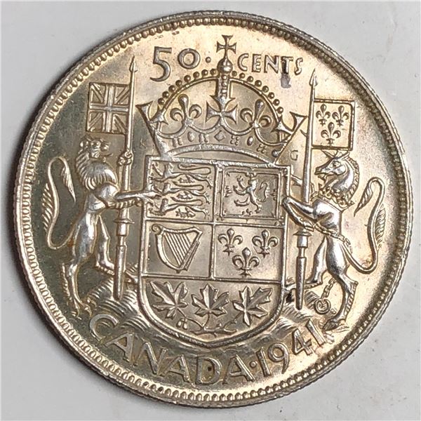 1941 King George VI 50 Cents Choice BU