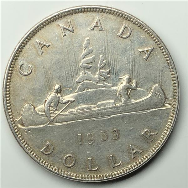 1953 Queen Elizabeth II Canadian Silver Dollar