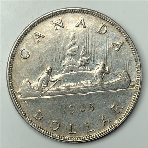 1953 Queen Elizabeth II Canadian Silver Dollar