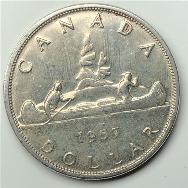 1957 Queen Elizabeth II Canadian Silver Dollar