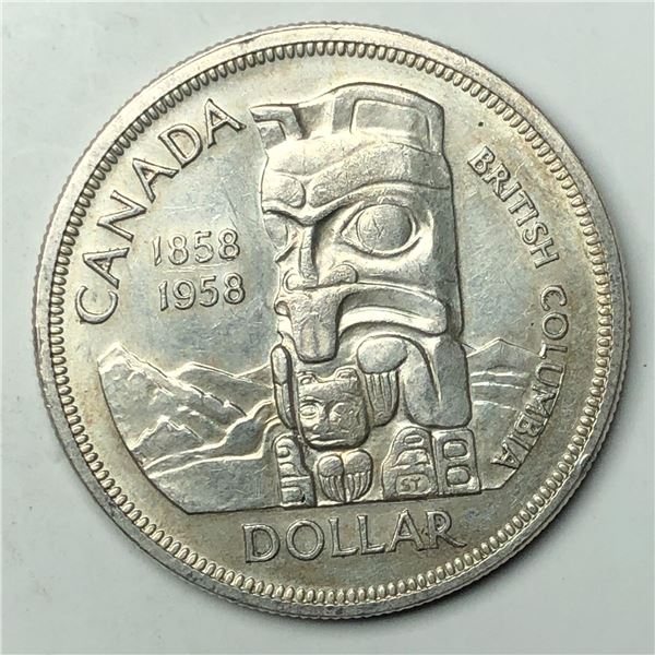 1958 Queen Elizabeth II Canadian Silver Dollar UNC