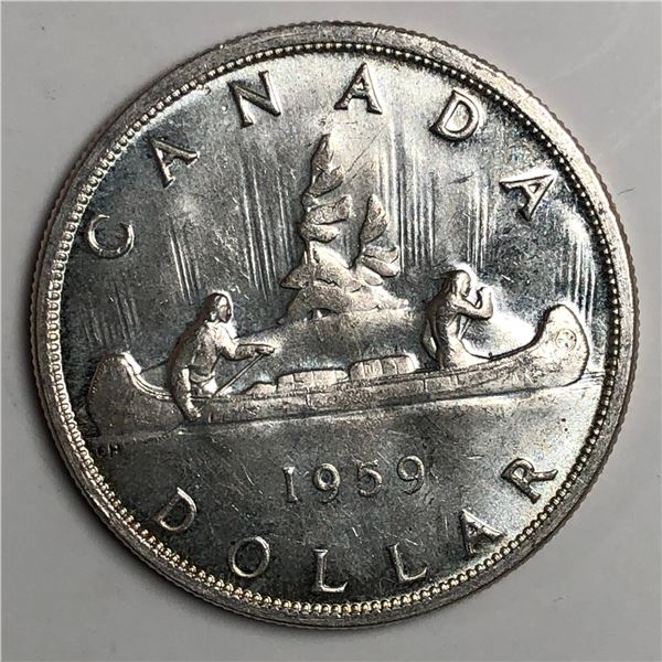 1959 Queen Elizabeth II Canadian Silver Dollar UNC