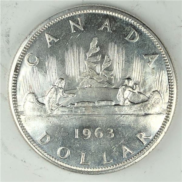 1963 Queen Elizabeth II Canadian Silver Dollar