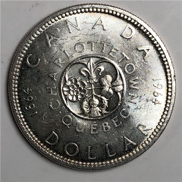 1964 Queen Elizabeth II Canadian Silver Dollar UNC