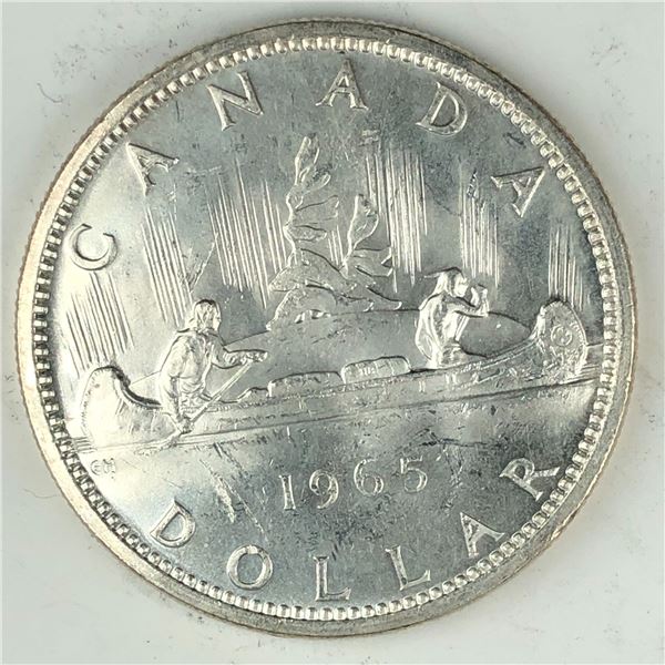 1965 Queen Elizabeth II Canadian Silver Dollar UNC